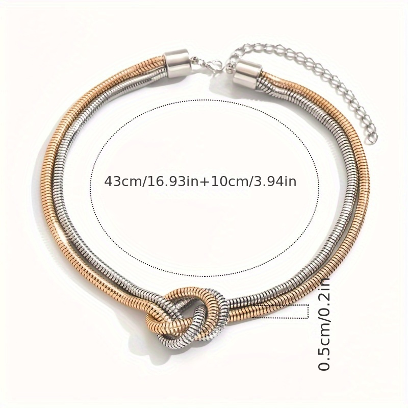 Layered Spiral Snake Chain Necklace Geometric Knot Iron Choker
